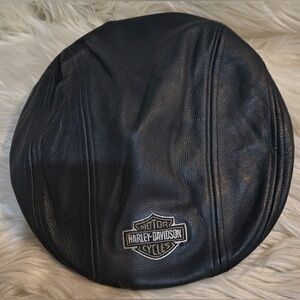 Harley Davidson Men’s XL Leather Newsboy Biker Flat Cap